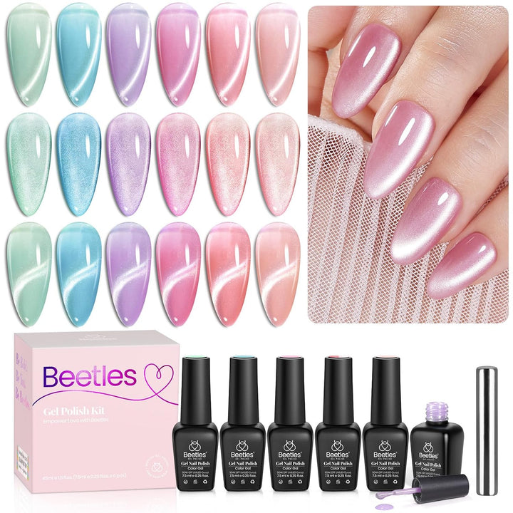 Beetles Nude Gel Nail Polish Set - 6 Colors Nude Pink Brown Neutral Jelly Gel Polish Kit Sheer Translucent Effect Soak off UV Nail Art Design Drunken Rose Collection Manicure Gift for Women