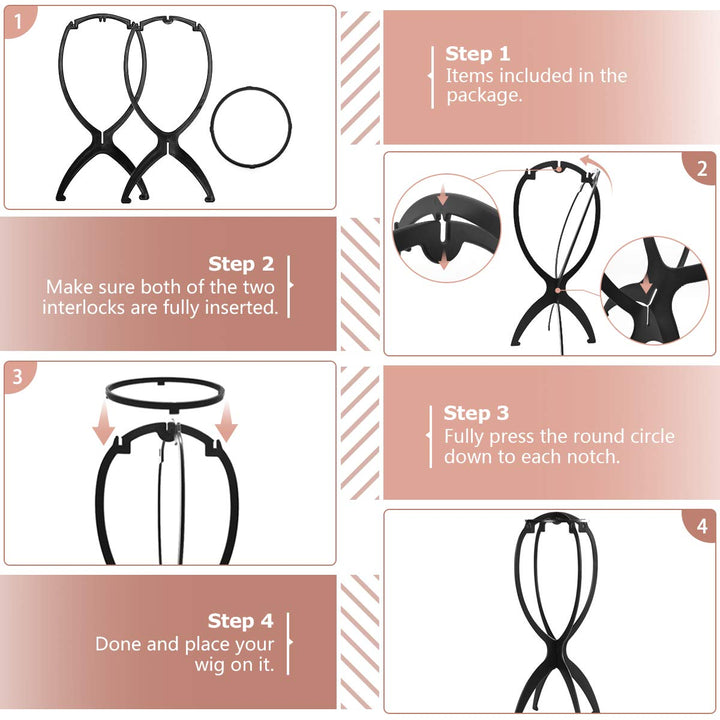 Wig Stand, Wig Head Stand, Wig Holder for Multiple Wigs, Black, 3 Pack