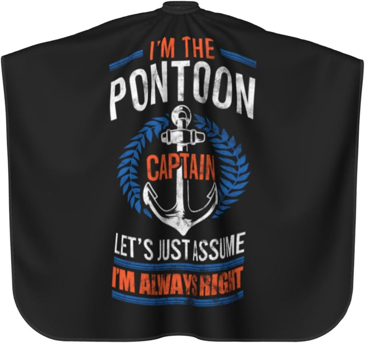 Retro Pon-Toon Boat Cap-Tain Owner Boa-Ting Funny Gifts Professional Salon Cape with Snap Closure for Hair Cutting Barber Hairdressing 55 X 66 Inches