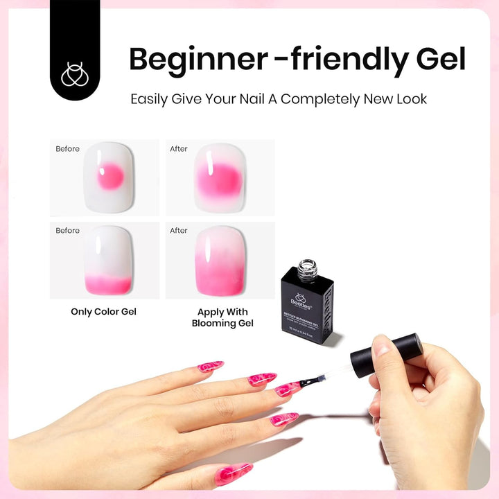 Beetles Blooming Gel, Blooming Gel Nail Polish Clear Uv Led Blossom for Spreading Effect Marble Natural Stone Watercolor Floral Print Fall Nails Soak off Diy Nail Art Design Manicure Gift for Women