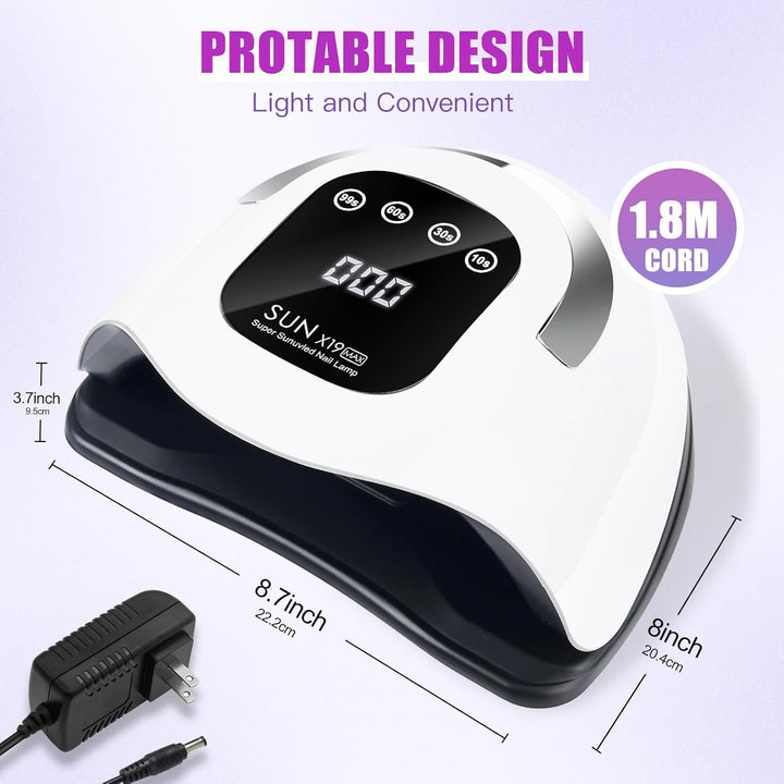 320W UV LED Nail Lamp, Nail Dryer for Gel Polish with 72Pcs Lamp Beads and Automatic Sensor/4 Timer Setting Professional Nail Art Tools