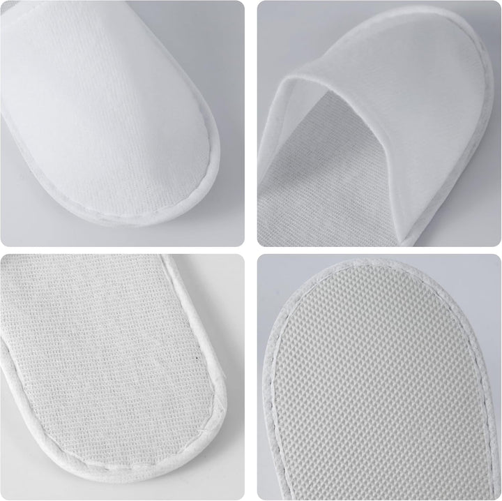 28 Pairs Disposable Slippers for Guests,Bulk Slippers for Hotel,Spa,Travel,Shoeless Home,Spa Slippers with Pouch,Non-Slip(White)