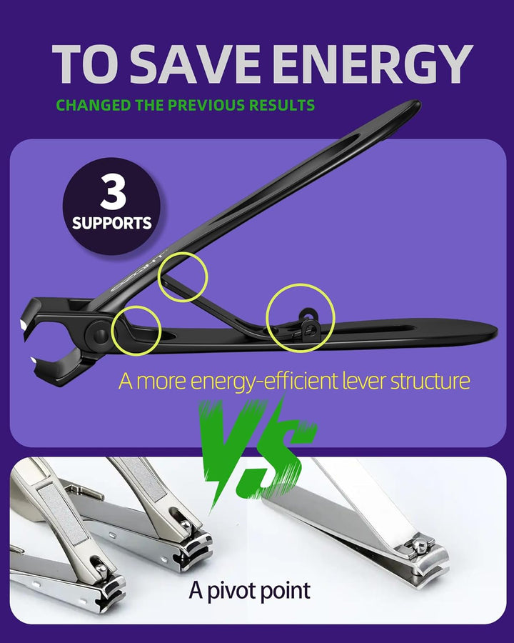 Ultra Wide Jaw Opening Nail Clippers Set, Toenail Clippers for Thick Nails, Heavy Duty Nail Cutter, Stainless Steel Toe Nail Clippers for Seniors, Men & Women Manicure,Pedicure,Big(Black)