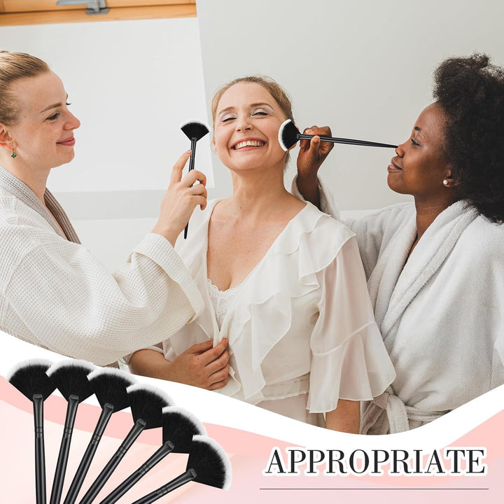 12 Pcs Soft Facial Fan Brush Blush Makeup Brush Face Mask Acid Applicator Multi Use Cosmetic Tools for Peel Mask Makeup for Mud Cream(Black)