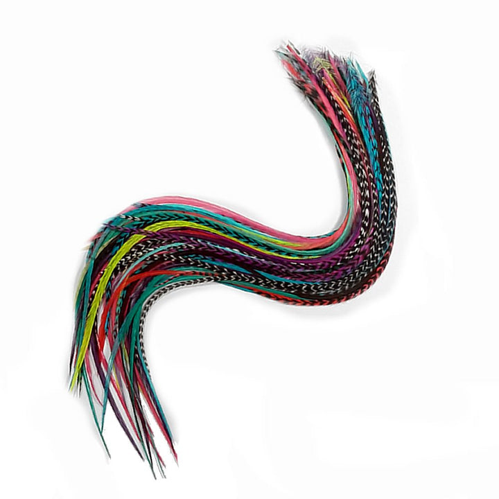 20 Real Feathers Hair Extension Kit - Assorted Colors, Long Natural Thin Feathers, 7”-13” Length, 100% Real Rooster Feathers