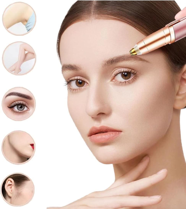 Women'S Electric Eyebrow Hair Remover, LED Light, Stainless Steel Blade, Rechargeable, Anti-Allergenic, Multi-Functional, Clean Skin, No Pulling