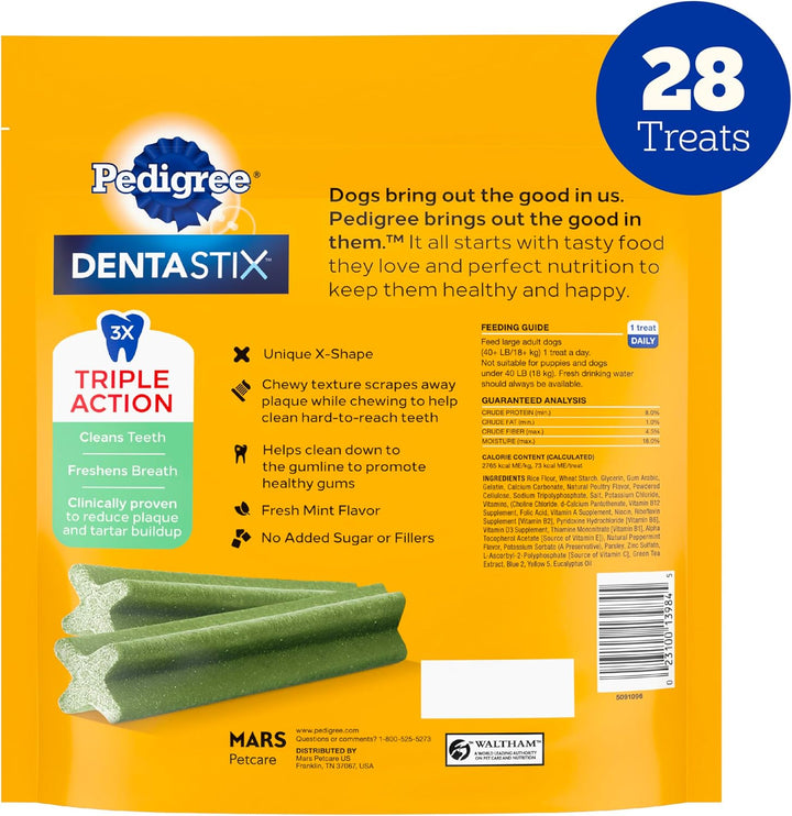 Dentastix Large Breed Dog Treats, Fresh Flavor, 1.46 Lb. Bag (28 Treats)