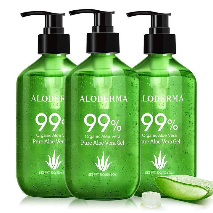 99% Organic Aloe Vera Gel Made within 12 Hours of Harvest - Lightweight, Non-Sticky Aloe Gel for Face Body, Hair, & Scalp, after Sun Relief, Natural, Soothing Hydrating Aloe Gel, 10.6Oz