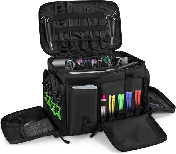 Barber Hairdresser Bag Supplies Bag with Adjustable Dividers, Barber Tools Storage Hair Clipper Case Organizer for Scissors Clippers Trimmers & Haircut Kits, Barber Travel Case