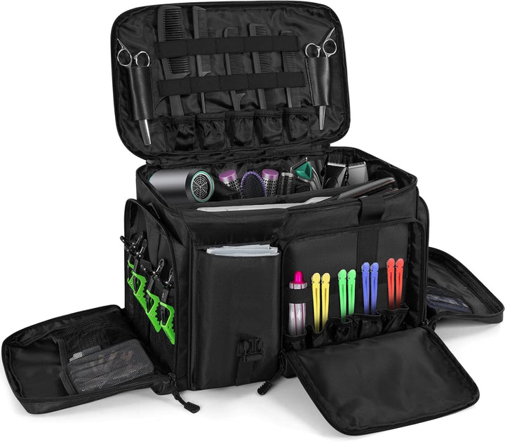 Barber Hairdresser Bag Supplies Bag with Adjustable Dividers, Barber Tools Storage Hair Clipper Case Organizer for Scissors Clippers Trimmers & Haircut Kits, Barber Travel Case