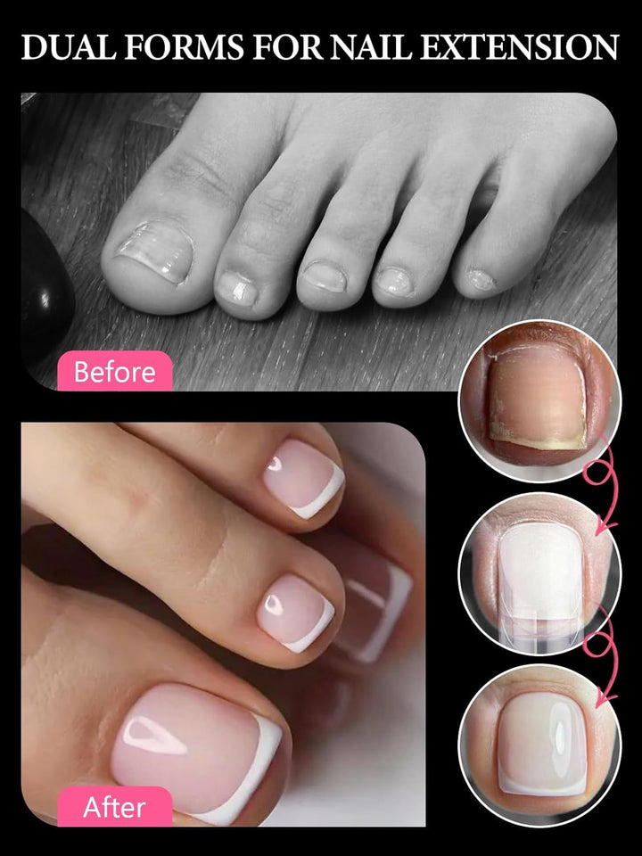 Poly Gel Toenail Kit, Toe Dual Nail Forms Reusable Poly Gel Nail Kit for Toe Nail Extension Gel Press on Toe Nail Tips Poly Gel Toenail Forms for Women Pedicure Tools, 120PCS, 120 Sizes