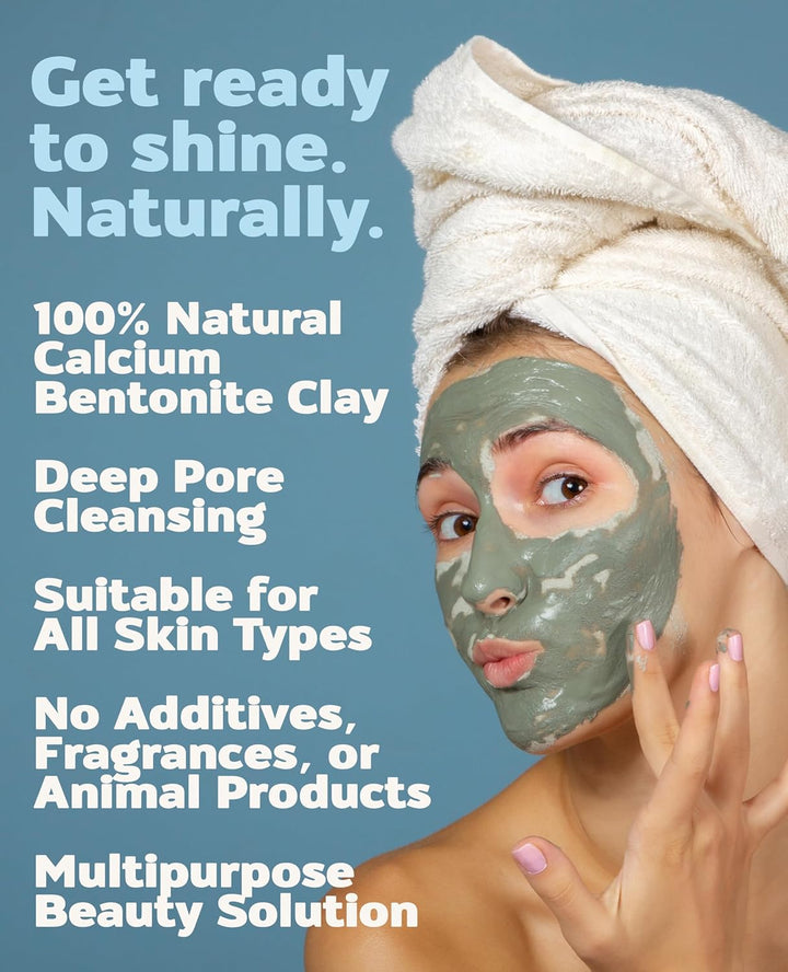 – Indian Healing Clay 1 Lb – Deep Pore Cleansing Facial & Body Mask – the Original 100% Natural Calcium Bentonite Clay – New Version 2