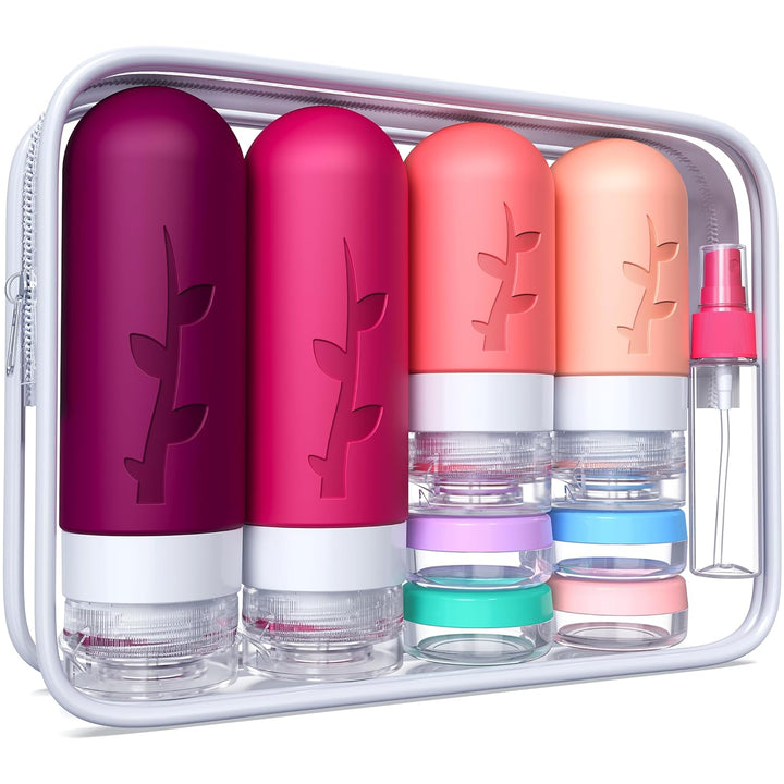 18Pack Travel Bottles for Toiletries,Tsa Approved Silicone Travel Containers for Toiletries,Leak Proof Refillable Liqus Shampoo and Conditioner Travel Essentials Toiletry Bottles