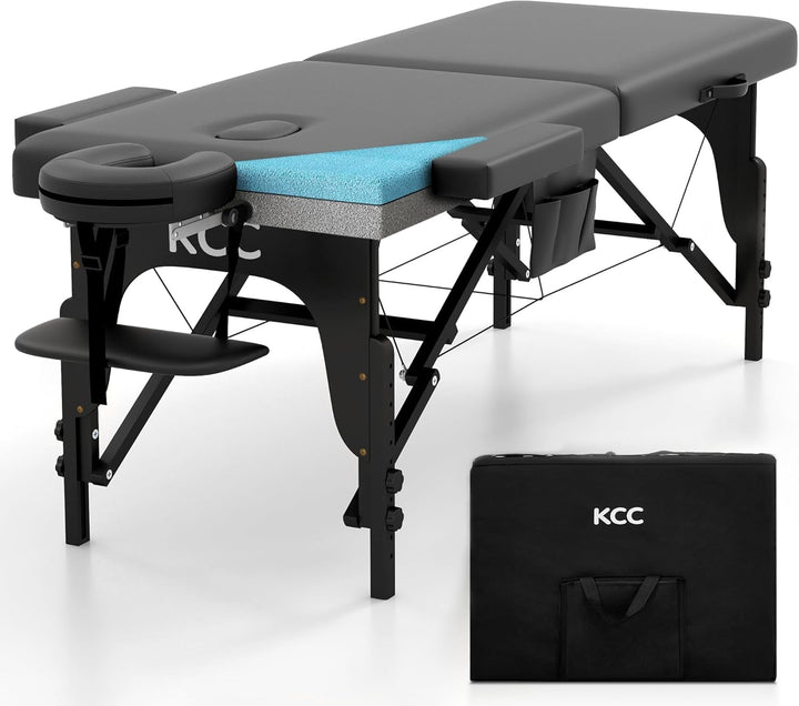 Memory Foam Massage Table Premium Portable Foldable Massage Bed Height Adjustable, 84 Inches Long 28 Inchs Wide Home Salon Spa Bed Tattoo Table with Accessories &Carrying Case, Easy Set Up