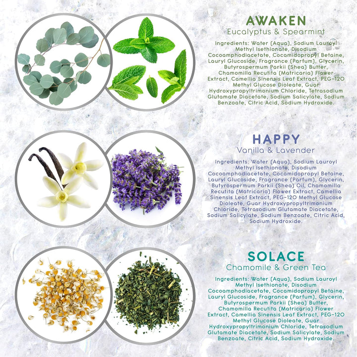 Bliss | 3 Fresh & Soothing Scents | Variety Pack | Liquid Bubble Bath 16 Fl Oz