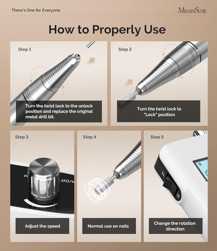 Professional Rechargeable 30000 Rpm Nail Drill,Sc320H Portable Electric E File Scamander, Acrylic Gel Grinder Tools with 6 Bits and Sanding Bands for Manicure Pedicure Carve Polish (White)