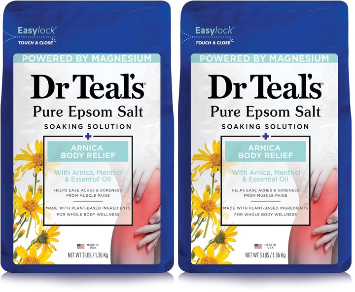 Epsom Salt Magnesium Soak, Arnica Body Relief with Arnica, Menthol & Essential Oils, 3 Lbs