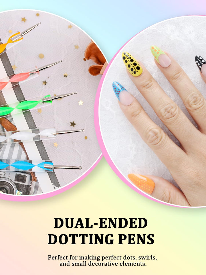 Nail Art Tools Set, Nail Stand for Press on Holder for Painting Nails, Nail Art Brushes, Liner Brushes, Nail Dotting Tool, Must Haves Design Tools for Nail Tech & Beginners Nail Art Supplies Kit