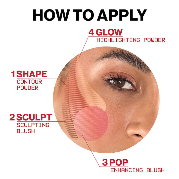 Halo Sculpt + Glow Face Palette | Vitamin E, Long Lasting, Contour + Highlighter, 0.55 Oz.