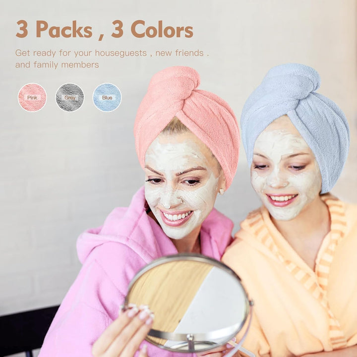 Microfiber Hair Towel for Women: Christmas Stocking Stuffers for Women Teen Girls Kids Drying Wrap Towels for Curly Hair Head Accessories 3 Pacs anti Frizz Mom Gifts