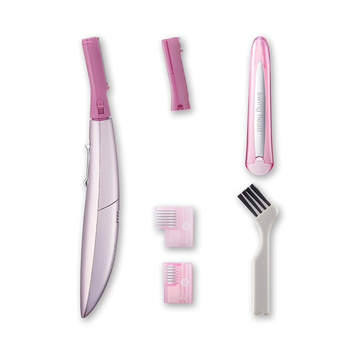 Women’S Facial Hair Remover and Eyebrow Trimmer with Pivoting Head, Includes 2 Gentle Blades for Brow and Face and 2 Eyebrow Trim Attachments, Battery-Operated – ES2113PC