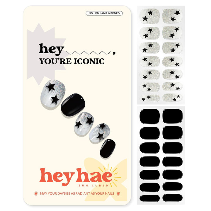 Semi Cured Gel Nail Strips | Spring Nails No LED Lamp Needed Easy Apply & Remove | Includes 28 Strips, 1 Prep Pad, 1 Nail File & 1 Wooden Stick - Hey, Clean Girl