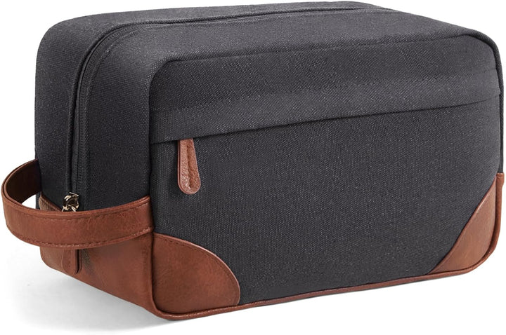 Travel Toiletry Bag - Hanging Toiletry Bag for Men Water Resistant Canvas Shaving Bag with Large Capacity for Travel - Black