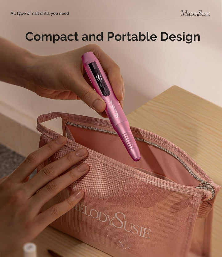 Cordless Nail Drill, PC180G 25,000RPM Rechargeable Electric Nail File with Nail Drill Bits,Sanding Bands