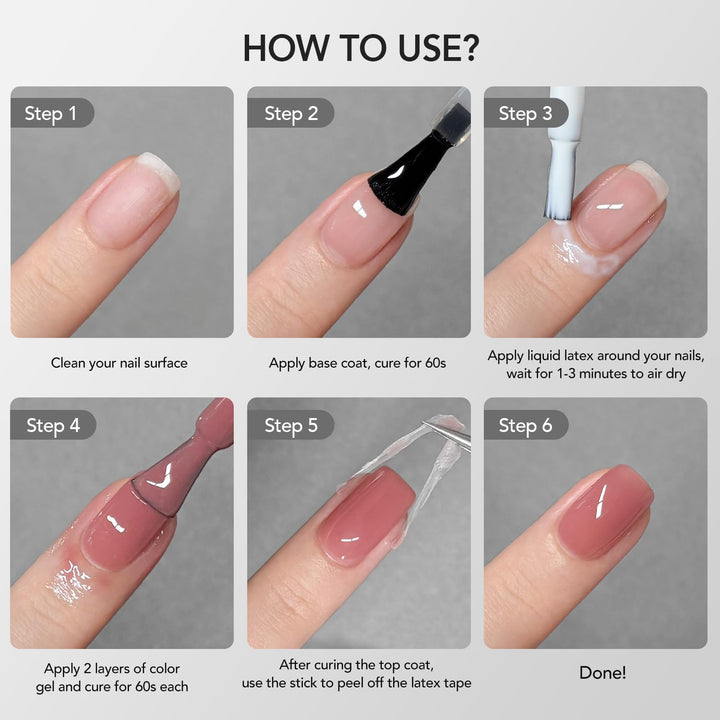 Liquid Latex for Nails, 16Ml Peel off Cuticle Guard with Stick, Skin Barrier Protector Latex Tape for Nail Polish Nail Art DIY