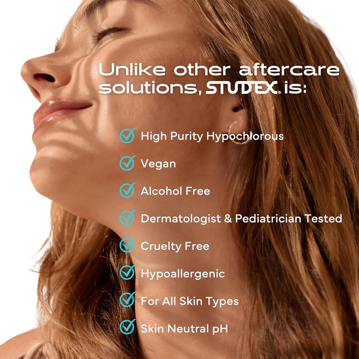 Advanced 2-In-1 Piercing Aftercare & Cleanser – Hypochlorous Spray for Body and Ear Piercing, Hypoallergenic Formula for Sensitive Skin (3.4Oz)