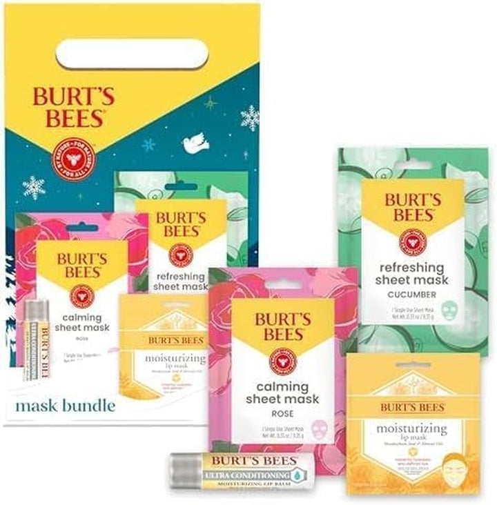 Christmas Gifts - Tips and Toes Kit, 6 Travel Size Products for Stocking Stuffers - Pomegranate Moisturizing Lip Balm, 2 Hand Creams, Foot Cream, Cuticle Cream, and Hand Salve