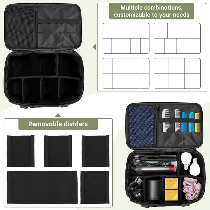 Large Capacity Hairdresser Bag with Adjustable Dividers, Barber Carrying Bag Barber Travel Case Organizer for Clippers and Supplies, Holds Various Hair Cutting Tools