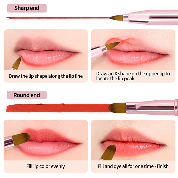 [2 Pack] Lip Brush for Lipstick, Retractable Lip Brushes, Dual-Ended Makeup Brush for Lipstick Lip Gloss, Include Lid