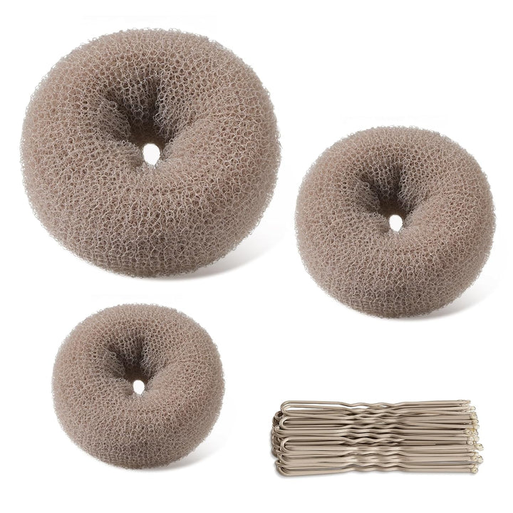Donut Bun Maker, 3PCS Hair Bun Maker with 20PCS Bobby Pins Blonde for Ballet Styling