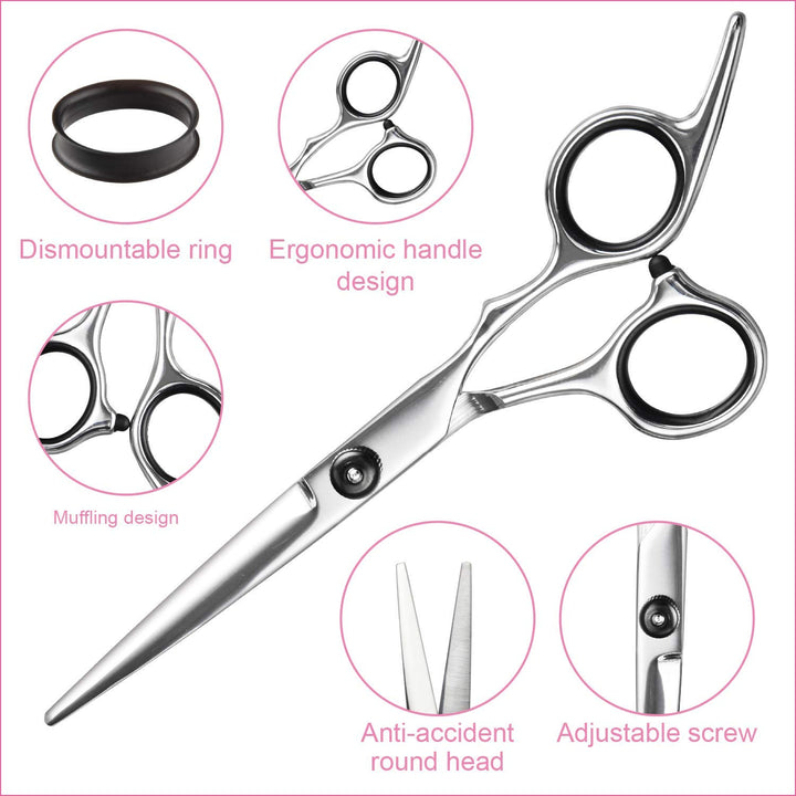 Hair Cutting Scissors Thinning Shears-  Professional Barber Sharp Hair Scissors Hairdressing Shears Kit with Haircut Accessories in Leather Case for Cutting Styling Hair for Women Men Pet- 7 Pcs