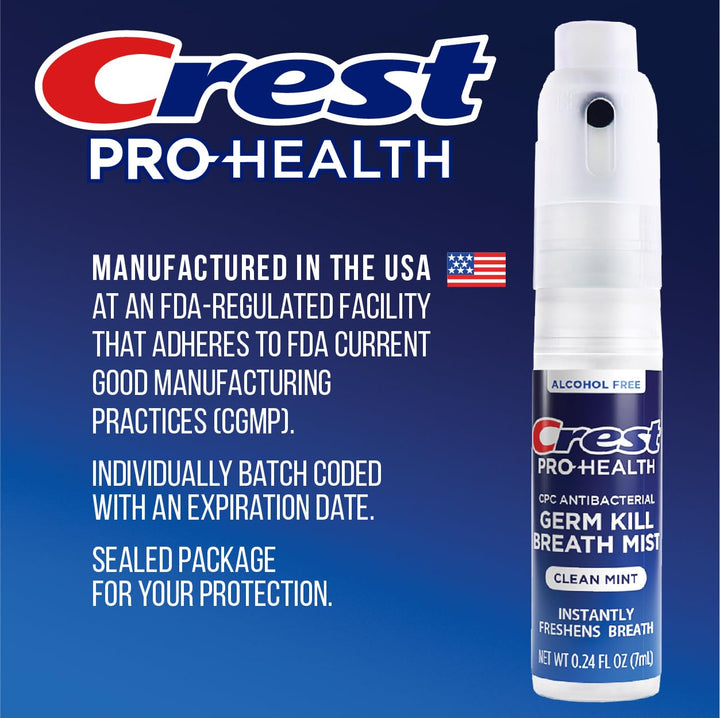 Pro-Health | Portable Alcohol-Free CPC Mist with Clean Mint Flavor | Instant Fresh Breath - 3 Count (0.24Oz/7Ml) Breath Spray