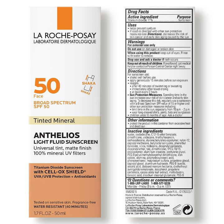 Anthelios Sunscreen SPF 50, Ultra-Light Fluid Broad Spectrum SPF 50, Face Sunscreen with Titanium Dioxide Mineral, Lightweight & Fast-Absorbing, Oil-Free, Matte Finish