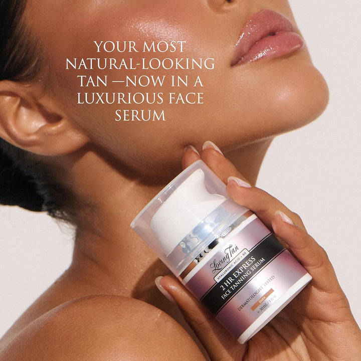 NEW 2 Hr Express Face Tanning Serum, Dark - Hydrating, Natural-Looking Glow Sunless Self Tanner, Dermatologist Tested, Lightweight, Naturally Derived DHA, Vegan & Cruelty-Free - 1 Fl Oz