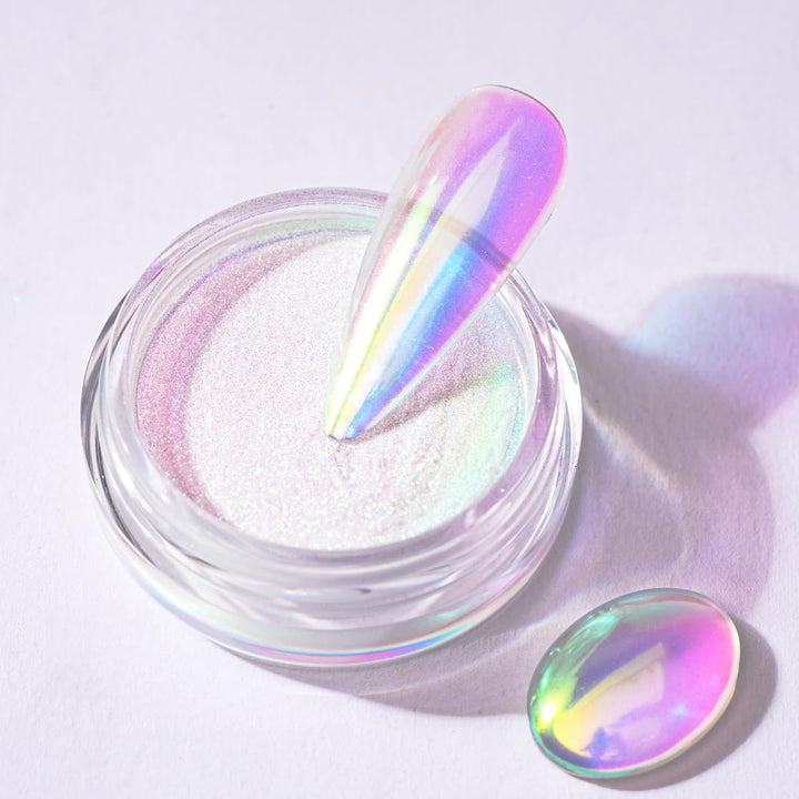 Moonlight Chrome Nail Powder, Unicorn Mermaid Chrome Powder for Nails, Aurora Nail Powder Iridescent Nail Chrome Powder, Nail Art Glitter Decoration for Home DIY Salon Manicure Pigment