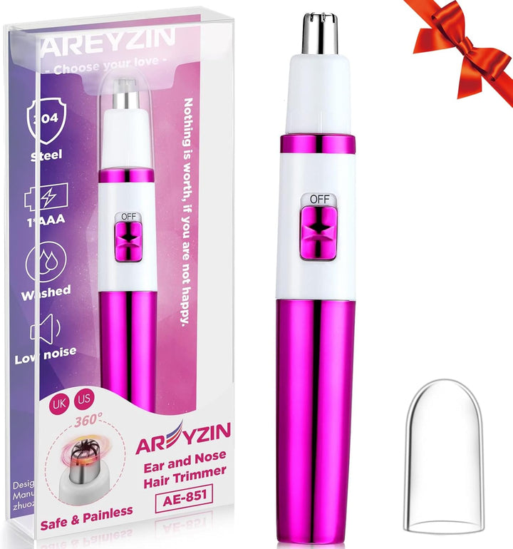 2 in 1 Facial Hair Trimmer for Women, Painless Eyebrow Trimmer for Women, Rechargeable Facial Remover for Eyebrow,Ear,Peach Fuzz,Dual Edge Blades for Easy Cleansing,White