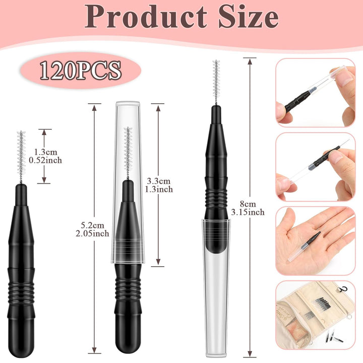 120Pcs Micro Eyebrow Brush with Cap Brow Lamination Brush Spoolies for Brow Eyelash Brush Lash Filler & Lift and Tint Tools for Brows and Lashes Comb Extensions