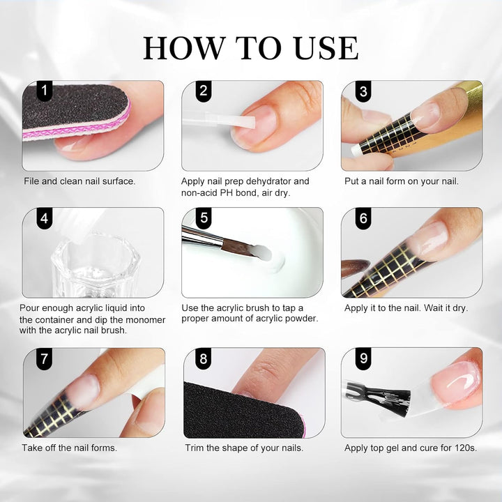 Clear Acrylic Powder 5.29OZ Large Capacity Acrylic Nail Powder Polymer Beginner Friendly Long Lasting No Need Nail Lamp Professional Acrylic Powder for French Manicure Nail Carving