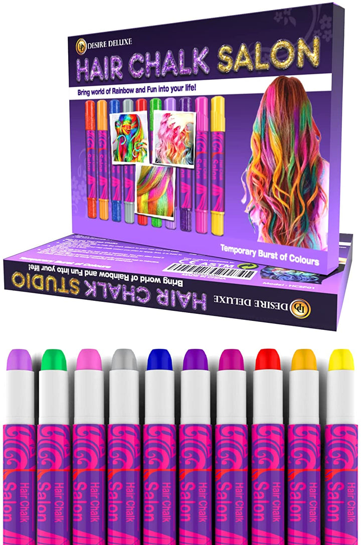 - Girls Gifts Hair Chalk 10 Temporary Non-Toxic Easy Washable Hair Dye Colourful Pens