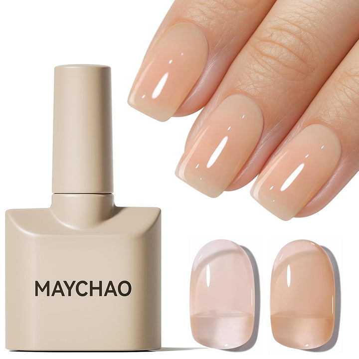 15ML Jelly Sheer Tortoise Gel Nail Polish 1Pc Transparent Hot Cocoa Amber Gel Polish Soak off UV LED Translucent Nail Polish Nail Art Starter Manicure Salon DIY at Home, 0.5 OZ