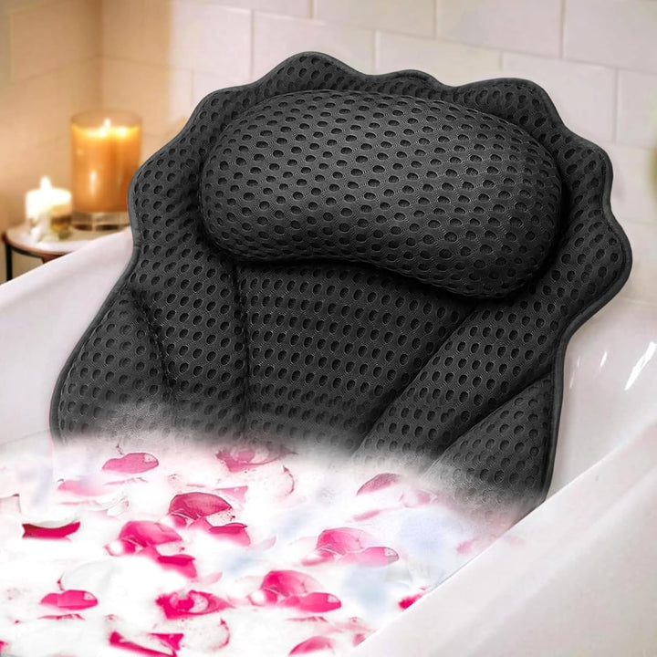 Bath Pillow  Ergonomic Luxury Bathtub Pillow with Head,Neck, Shoulder and Back Support, 4D Bath Pillows for Tub with 6 Powerful Suction Cups, Fits All Bathtub