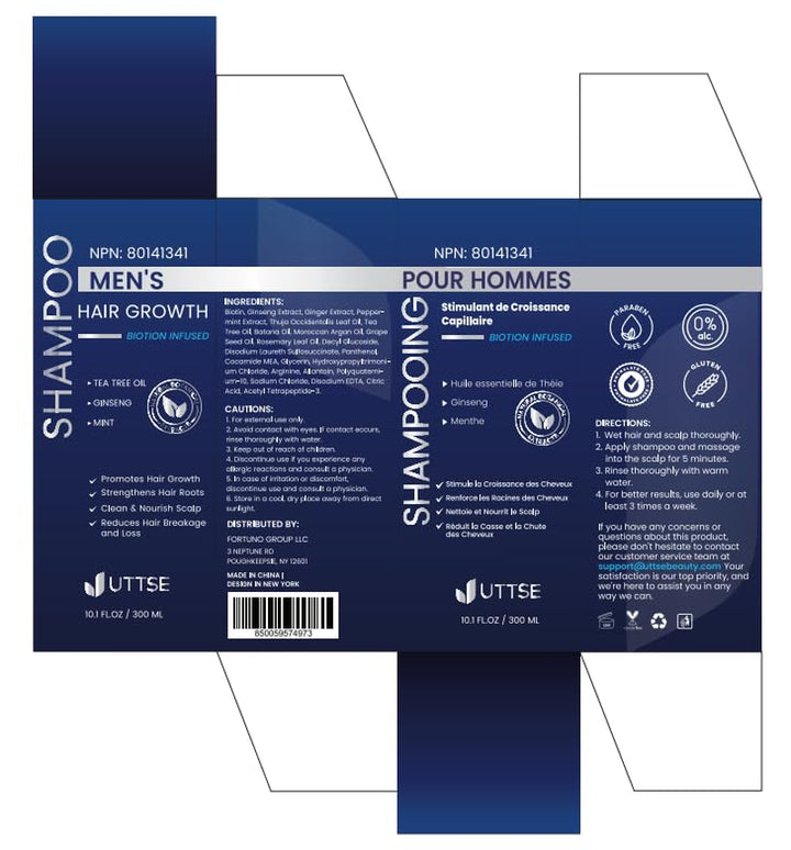 Biotion Hair Growth Shampoo for Men: Natural Thickening Shampoo with Tea Tree Oil Ginseng Mint for Hair Loss and Thinning Hair - 10.1 Fl.Oz, Dark Blue