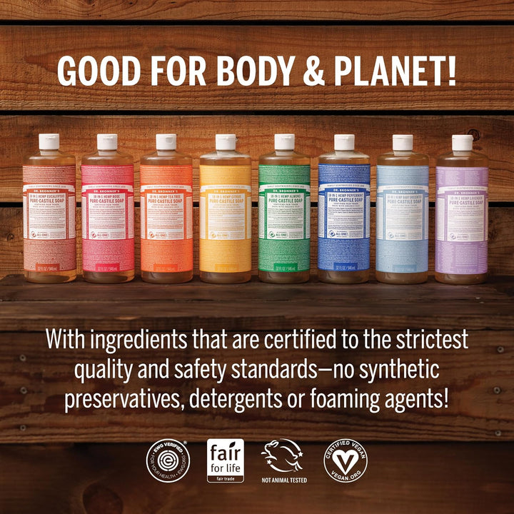 ’S Pure-Castile Magic Liquid Soap - Made with Regenerative Organic Certified Oils - 18-In-1 Uses for Face, Body, Hand, Hair- Gentle on Sensitive Skin - All Natural Body Wash- Lavender, 32Oz