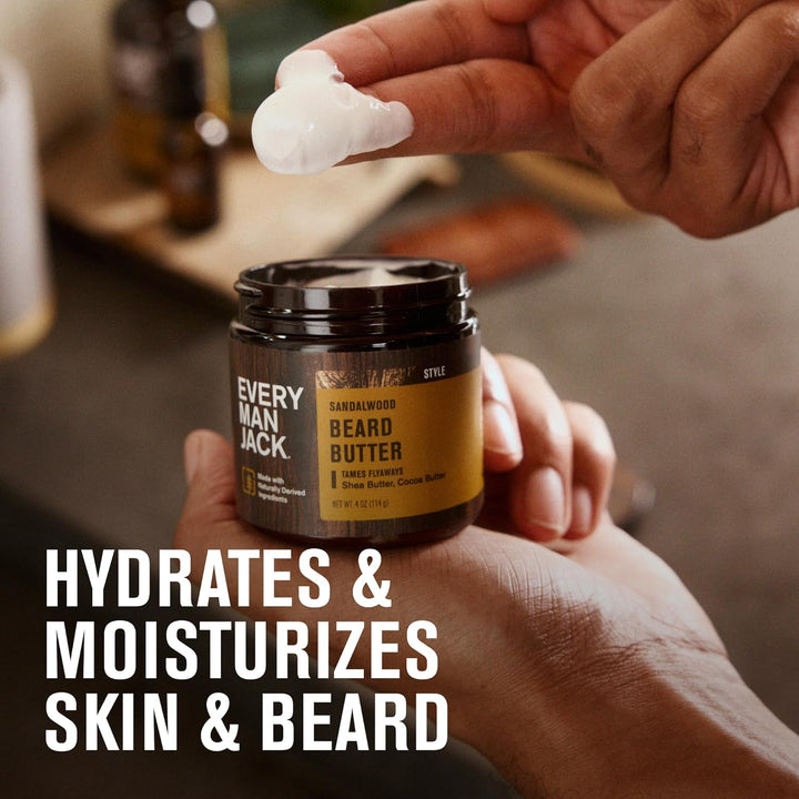 Beard Butter- Subtle Sandalwood Fragrance - Hydrates and Styles Dry, Unruly Beards While Relieving Itch - Naturally Derived with Shea Butter and Coconut Oil - 4-Ounce (2 Pack)