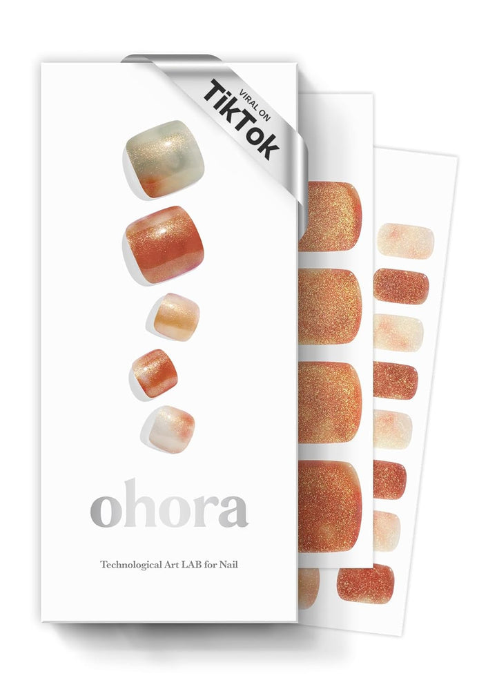 Semi Cured Gel Pedi Strips (P Chilly Red) - Works with Any Pedi Lamps, Salon-Quality, Long Lasting, Easy to Apply & Remove - Includes 2 Prep Pads, Pedi File & Wooden Stick