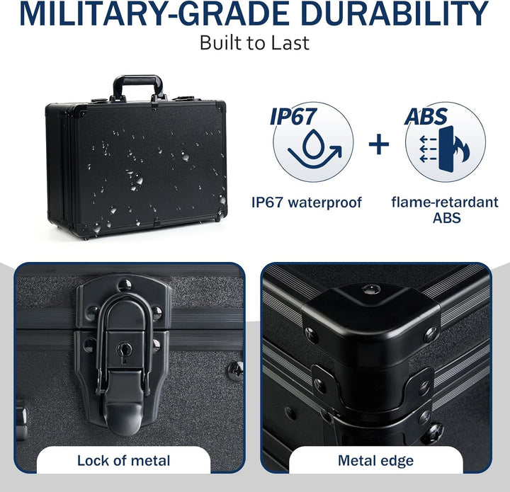 Professional Barber Case with Cap Clear Dustproof, Barber Suitcase 6 Clipper Slots & 8 Shear Holders, 17.13" Portable Aluminum Organizer for Hair Stylists & Pet Groomers